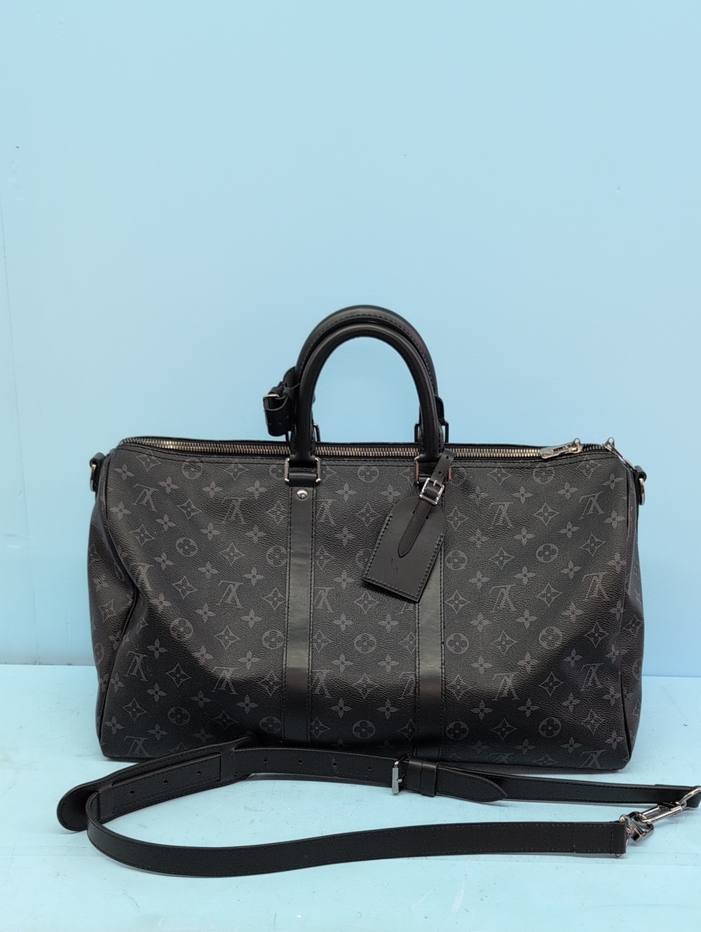 Louis Vuitton Keepall  Bandoulièr Monogram Duffel Bag w Removable Strap Black